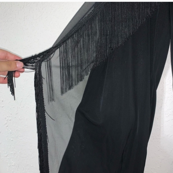 JS Boutique Pants - FRINGE!❤JS Boutique Fringed Leg Sash Black Dress Pants.